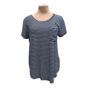 HOLLISTER Round Neck Short Sleeve Black & White Striped T-Shirt Women's Medium